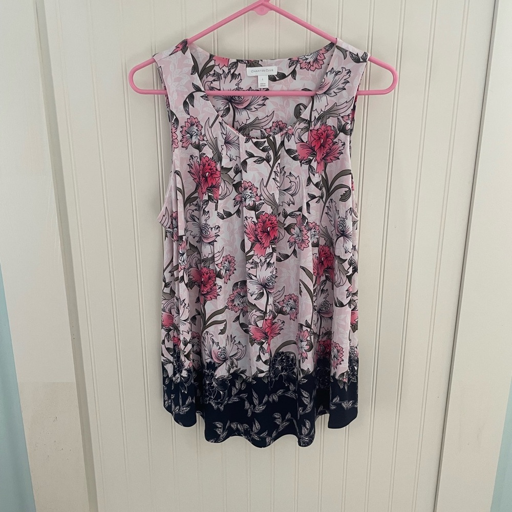 Charter Club White Ruffled Sleeveless Blouse